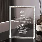 PRSTENLY Gifts for Mom Crystal Keepsakes, Birthday Gifts for Mom Mothers Day Gifts from Daughter Son, To My Mom Gifts Personalized Engraved Crystal Decor