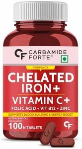 Carbamide Forte Chelated Iron + Vitamin C, B12, Folic Acid & Zinc - 100 Veg Iron Tablets