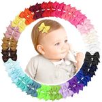 48PCS 2inch Baby Hair Clips, Oaoleer Baby Girls Fully Lined Baby Bows Hair Pins Tiny Hair Bows Alligator Clips for Baby Girls Infants Toddlers 24 Colors in Pairs (Style A-48pcs)