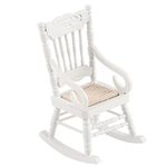 Dollhouse Miniature Rocking Chair 1:12 Scale Miniature Wooden Dollhouse Furniture White Wire Wrought Wooden Rocking Chair for Baby Boys Girls