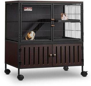 Fragess Metal Large Guinea Pig Cages 5 Levels, 60" H Rolling Ferret Cage with Removable Ramps & Double Door, Cages with Locker, Squirrel Cage Christmas Decoration Pet Crate Furniture