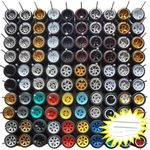 Wheel Set for 1:64 Car Models with Rubber Tires and Easy Installation Axles (Pack of 10 Sets)