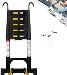 Wolec Telescoping Ladder&Ladder Stabilizer, 20.3 FT Aluminum Portable Extension Ladder w/Hooks, Stabilizers& Wheels, Heavy Duty 330lbs Max Capacity -Black