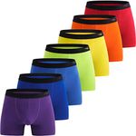 INNERSY Mens Boxer Shorts Cotton Pants Underwear Long Leg Trunks Multipack Rainbow Briefs 7 Pack (L, Rainbow)