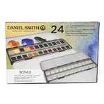 Daniel Smith Colour Hand Poured Pan Set with BONUS Metal Box and 24 Empty Half Pans, Metal Box
