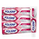 Super Poligrip Original Denture Adhesive Cream, Zinc Free Denture Cream for Dentures - 2.4 Ounces (Pack of 4)
