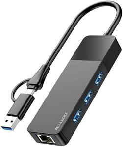 ALL-LUCKY USB to Ethernet Adapter, 4 in 1 USB C to Ethernet Adapter Hub with 3 x USB 3.0 Port/Gigabit Internet Port, High-Speed Network Hub Compatible for iMac,MacBook Pro，iPad Pro，XPS