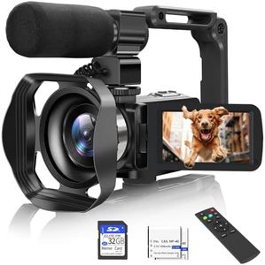 Video Camera, 8K Camcorder 48MP 15FPS UHD WiFi IR Night Vision Handheld Vlogging Camera for YouTube 3" Touch Screen 18X Digital Zoom Recorder with Mic, Stabilizer, Lens Hood, Remote and 2 Batteries