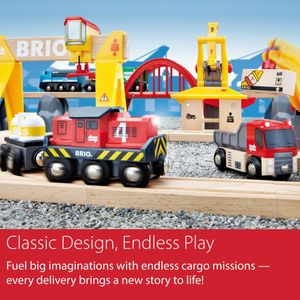 BRIO World Deluxe Cargo Train Set – Wooden Railway Playset