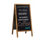 A-Frame Sign Sidewalk Chalkboard 38"×18" Magnetic Large Double-Side Sandwich Sign Board Wood Menu Display Freestanding Easy Erase Writing/Liquid Chalk Use for Restaurant Business Wedding