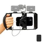 Smartphone Video Rig with Wireless Remote Control + Wrist Strap, Phone Stabilizer Handheld Filmmaking Rig Cage Supports with 3 Cold Shoe Mount for Vlogging YouTube Videomaker for iPhone 13 12 11 X XS