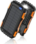 Power-Bank-Solar-Charger - 42800mAh Power Bank,Portable Charger,External Battery Pack 5V3.1A Qc 3.0 Fast Charging Built-in Super Bright Flashlight (Orange)