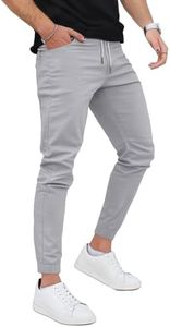 GINGTTO Mens Slim fit Joggers Chino Fitted Casual Lightweight Pants for Men Outdoor Drawstring (Light Grey,28)