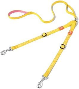 HOWGO Double Dog Leash, No Tangle 360° Swivel, Adjustable Two Padded Handles, Double Clip Dog Leash Coupler Splitter for Large and Medium Breeds (Yellow, 4/5'' x 4.8 FT)