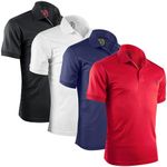 Albert Morris Mens Striped Short Sleeve Polo Shirts 4 Pack, American Classics, Large