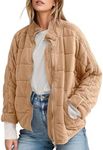 SAUKOLE Womens Quilted Bomber Jackets Dolman Long Sleeve Full-Zip Lightweight Baggy Short Down Coats