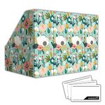 ANSSDO 6 Pack Cardboard Magazine Holder Premium Magazine File Holder Organizer, Magazine File Organizer, Large Volume Magazine Storage Box as Book Bins or Folder Holder for Desk - Teal Floral 6 Pack