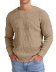 Sailwind Mens Jumpers Crew Neck Sweater Classic Knitted Jumper Tops Basic Solid Color Pullover Winter Knitwear (Khaki, L)