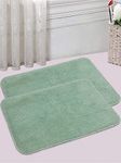 SARAL HOME EASY LIVING Set Of 2 Cotton Bathmats (40X60 Cm, Light.Green, Rectangular)