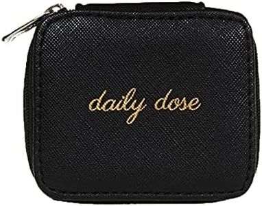 MIAMICA Black Saffiano Pill Case Travel, Daily Dose, Black (Black) - M31045