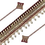 Kaevion Handmade Bridal Maroon Golden Sequence lace Latkan Traditional Bollywood Jewelry Waist Belly Chain for Women Girls| Kamarbandh Best for Women Gift - Pack of 1