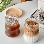 2 Pcs Ribbed Glass Cups, 18 Oz Vint