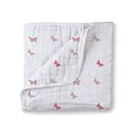 linenaffairs Muslin Cotton 4 Layer Baby Quilt/Dream Blanket for Newborn to 5 Years, for Girls & Boys, Lightweight Newborn Nursery & Crib Blanket, Baby Shower Gift - 45X45 Inch_Butterfly