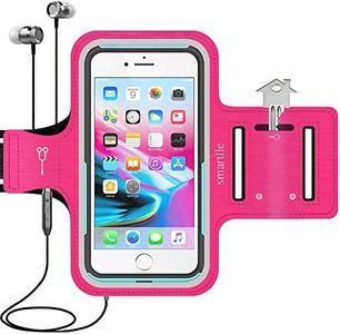 smartlle Arm Phone Holder for Running, Armband Cellphone for iPhone 15 14 13 12 11 Pro Max/XR/8 7 6s Plus, for Galaxy A/S/Note Up to 6.9’’, for Exercise Gym Fitness Sports Gear -Pink