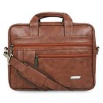 Zipline Office Faux Leather laptop bag for Men - Fits 14/15/15.6 inch Laptop/Tablet Messenger Bags For Mens (1-Black Bag)