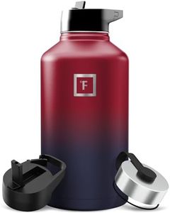 IRON °FLASK Sports Water Bottle - Wide Mouth with 3 Straw Lids - Stainless Steel Gym & Outdoor Bottles for Men, Women & Kids - Double Walled, Insulated Thermos, Metal Canteen - Dark Rainbow, 64 Oz