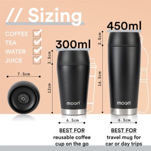 Moon 360 Travel Mug 300ml – Black Insulated Coffee Cup