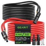 GearIT (100Ft Black 100Ft Red) 10Awg Solar Extension Cable Male to Female Solar Connectors for Solar Panel Wire with Adapter Tool Kit, Mc4 Extension Cable, 100 Feet