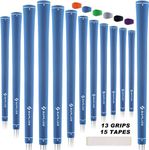 SAPLIZE Golf Grips, Standard Size 13 Grips With 15 Tapes, Anti-slip Rubber Golf Club Grips, Blue