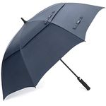 G4Free 62 Inch Large Oversized Golf Umbrella Double Canopy Navy Blue Windproof Waterproof Automatic Open Travel Umbrellas (Dark Blue)