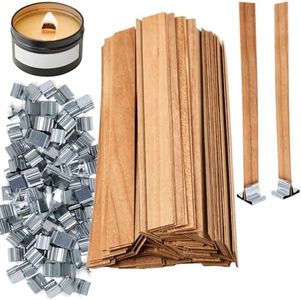 MadMedic Extra Thick Wood Wicks for Candles Making 0.75 x 5.12 inch Crackling Wooden Candle Wick 100 PCS Natural Wooden Wicks for Candlemaking Wide Candle Wicks with Candle Wick Holders Metal Base