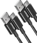 Anker USB C Charger Cable, 2-Pack 1 ft USB to USB C Cable, USB A to USB C Braided Phone Charger Cable for iPhone 15 (Standard Charging), Samsung S22/S21, Huawei, Pixel, iPad, Switch, and More