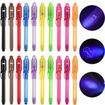 Invisible Ink Pen,20 Pcs with UV Light Magic Spy Marker Kids Pen for Secret Messages, Writing Information for Birthdays, Easter, Halloween, Christmas Gifts for Students (20 Pcs)