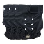 Grecle Washable Female Dog Diapers - Premium Reusable Diapers for Doggie in Heat - Highly Absorbent Dog Diapers Female for Pet Incontinence with Adjustable Snaps(Black, L)