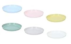 Invero Set of 18 Children's Colourful Plastic Plates - Unbreakable, Stackable, Reusable Tableware Serving Plate Set - Microwave and Dishwasher Safe