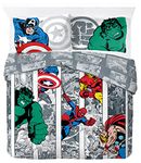 Jay Franco Marvel Comics Avengers Comic Cool 100% Cotton Double Duvet Cover Set - Includes 2 Pillowcases