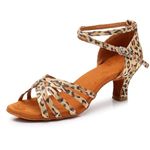 MSMAX Women Latin Dance Shoes High Heel Jazz Ballroom Dancing Shoe, 5cm Heel Leopard, 8 Narrow