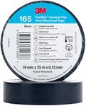 3M Temflex Vinyl Electrical Tape 165, Black, 19 mm x 25 m, 10 Roll per Pack