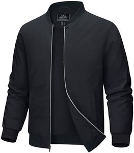 MAGCOMSEN Bomber Jacket Men Lightweight Jacket Full Zip Light Windbreaker Casual Stylish Golf Jackets Black L