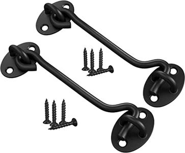 Cabin Hook Gate Hook Lock Black,2Pcs 200mm Stainless Steel Heavy Duty Gate Latch, Hook and Eye Latch for Garage,Door,Window(8Inch)