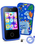 KAKTIN Kids Phone for Boys,Christmas Birthday Dinosaur Gifts for 3 4 5 6 7 8 years old Children,Touchscreen Learning Toys for girls age 3-11 with Dual Camera 8G SD Card (Dinosaur Blue)