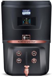 KENT Grand Star RO Water Purifier | RO+UV+UF+TDS Control+Alkaline+Copper+UV in Tank |.0001 Micron RO Membrane | Auto Flush Feature | 9L Tank | 20 LPH | Ideal For Borewell/Tanker/Municipal Water |Black
