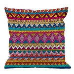 HGOD DESIGNS Indian Sari Pillow Covers,Decorative Throw Pillow Embroidered Pattern Ornament Colorful Ethnic and Tribal Pillow cases Cotton Linen Square Cushion Covers For Home Sofa couch 18x18 inch