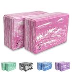 Base yoga Yoga Blocks - 1 or 2 pc set - Unique Strong/Firm/Lightweight EVA foam support block/brick (Pink x 2)