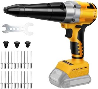Cordless Rivet Gun Compatible with Dewalt 20V Battery, Professional Brushless Electric Rivet Gun with LED Light, 20 Rivets, 3 Adapters and Wrench, for Metal, Plastic and Leather (No Battery)