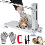 ZeroPone Oyster Clam Opener Machine Adjustable Oyster Shucker Machine with Stainless Steel Grillable Oyster Shucker Tool Set Including Knives, Glove and g-Clip, Seafood Tools for Hotel Family Buffet